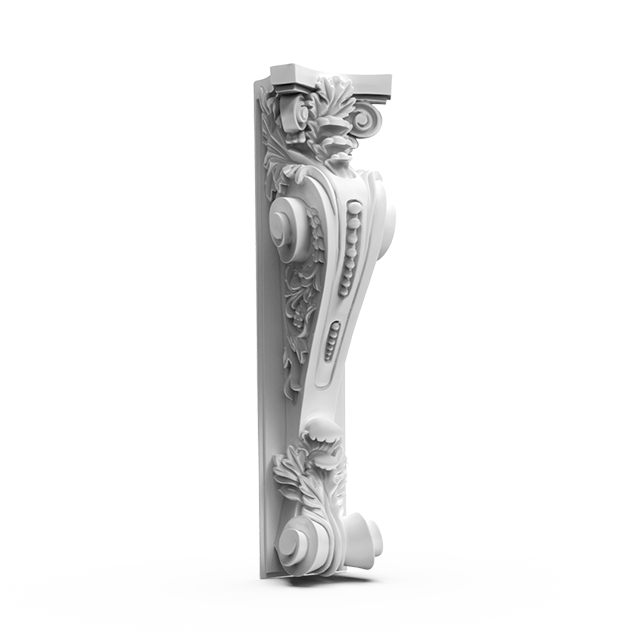 What are the common designs for fireplace mantel corbels?